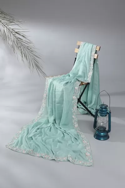 Pista Green Gorgette Saree