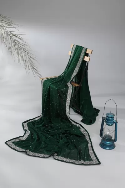 Bottle Green Georgette Saree